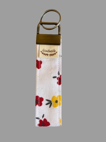 Hand-Sewn floral printed key fob