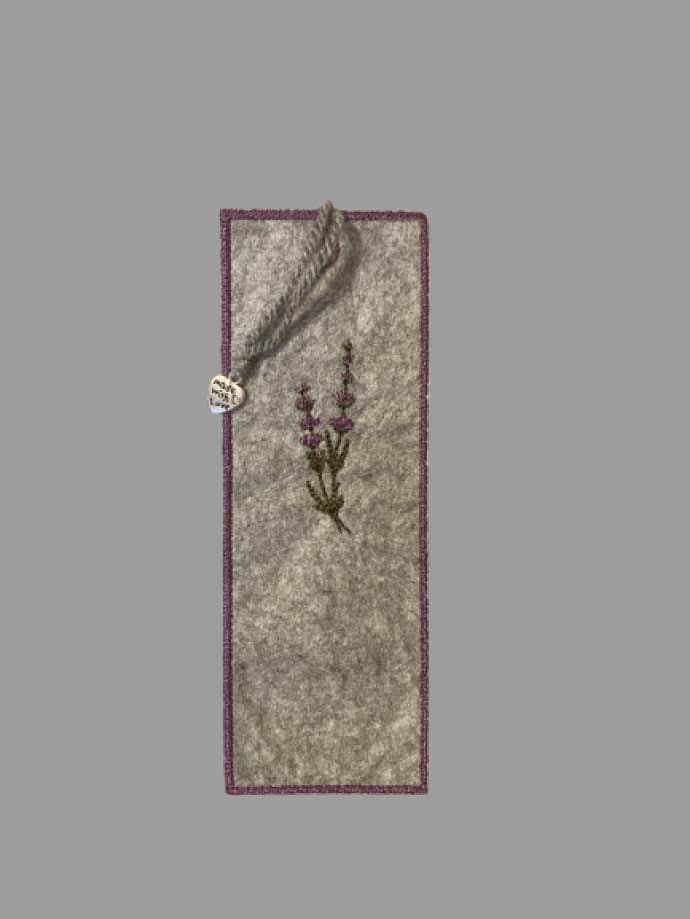 Embroidered Bookmark – Lavender Design